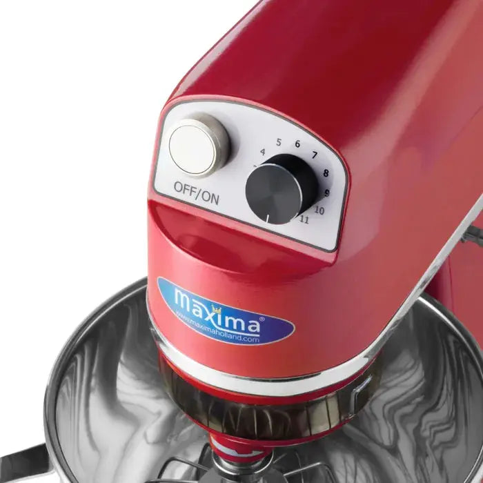Batteur Mélangeur planétaire - 7 L - 11 vitesses - jusqu'à 2 kg de pâte - rouge framboise by Maxima