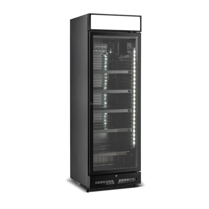 RÉFRIGÉRATEUR 1 PORTE EN VERRE NOIR AVEC CANOPY SVE-450 BLC - 7086.0010 - Combisteel
