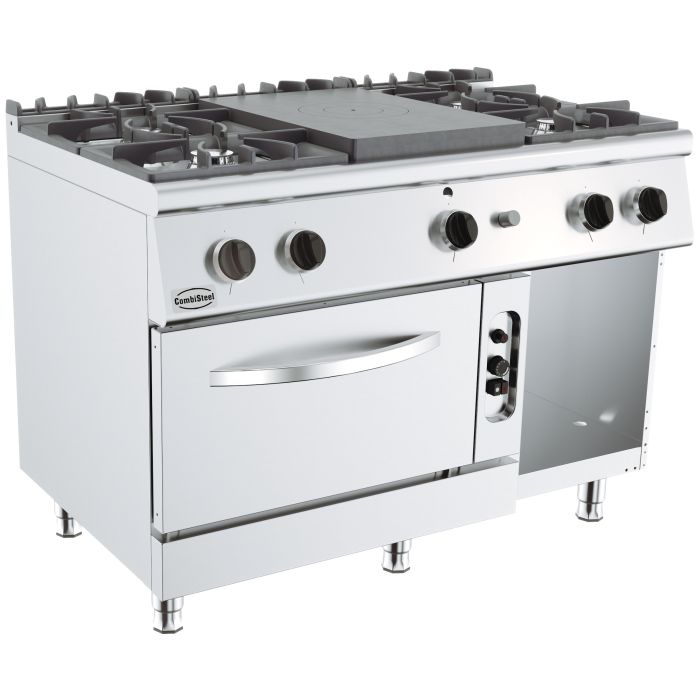 BASE 700 CUISINIÈRE AVEC PLAQUE COUP DE FEU À GAZ 4 BR. AVEC FOUR GAZ 7178.0590 Combisteel