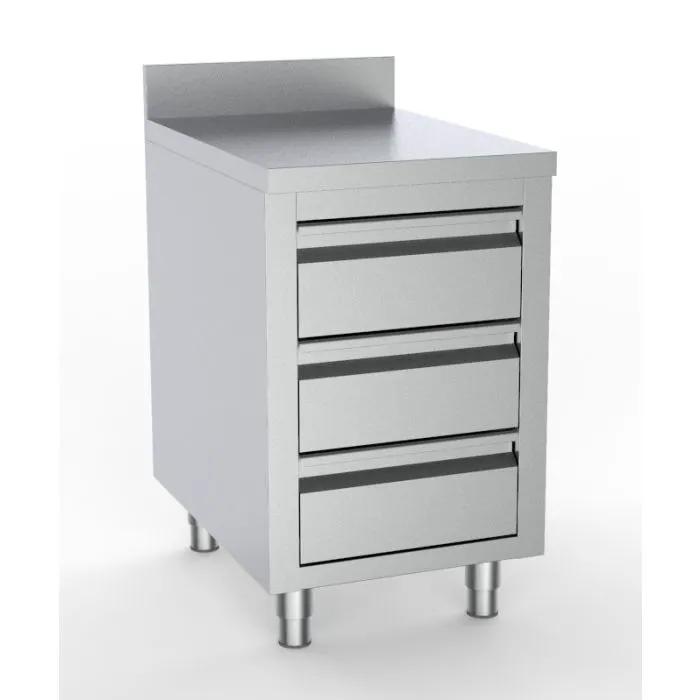 700 TABLE DE TRAVAIL AVEC 3 TIROIRS AVEC BORD RELEVÉ 500 - 7333.0282 - Combisteel