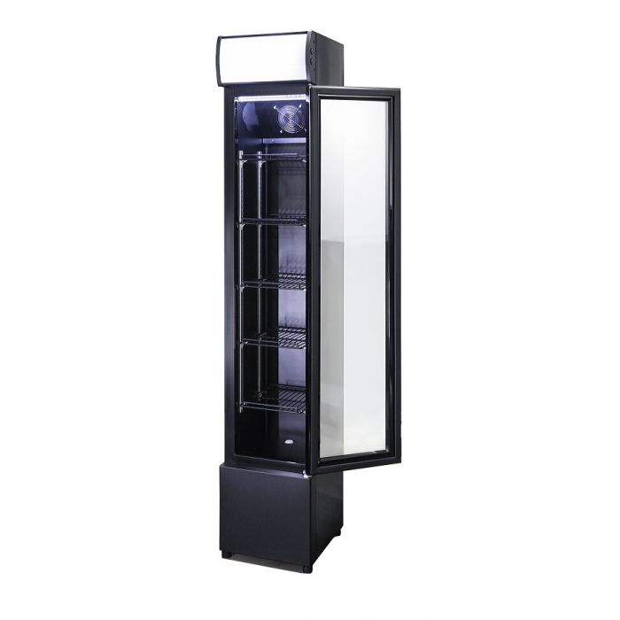 RÉFRIGÉRATEUR PORTE EN VERRE ÉTROIT NOIR - 7455.1384 - Combisteel by Combisteel