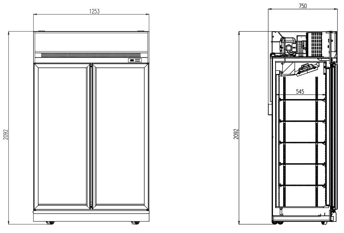 RÉFRIGÉRATEUR 2 PORTES EN VERRE NOIR INS-1000R BL 7455.2405 Combisteel by Combisteel