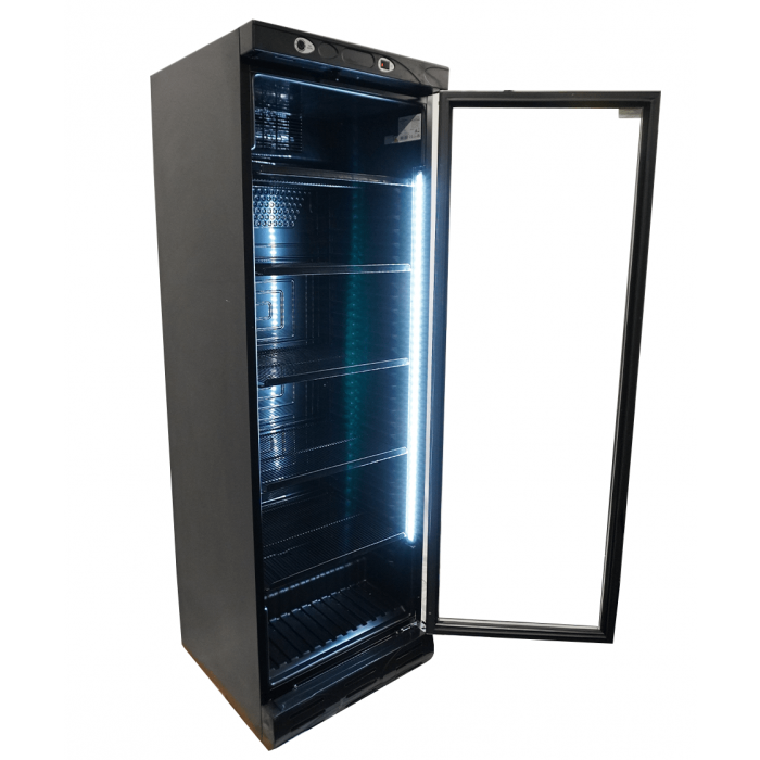 RÉFRIGÉRATEUR 1 PORTE EN VERRE 382L NOIR SANS CANOPY 7464.0094 Combisteel by Combisteel