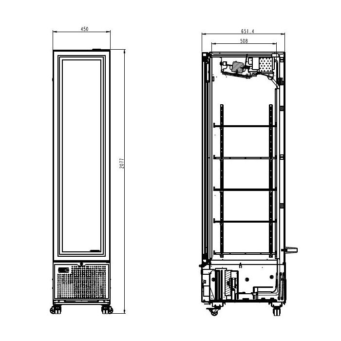 RÉFRIGÉRATEUR 1 PORTE EN VERRE NOIR 348L *TRANSPORT SUR DEMANDE* 7464.0210 Combisteel by Combisteel
