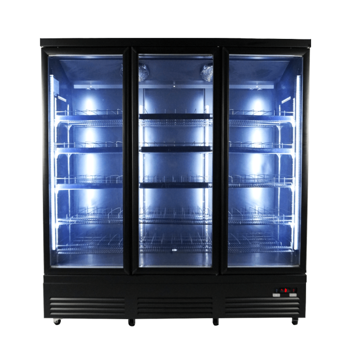 RÉFRIGÉRATEUR 3 PORTES EN VERRE NOIR CEB-1600R BL 7526.0110 Combisteel