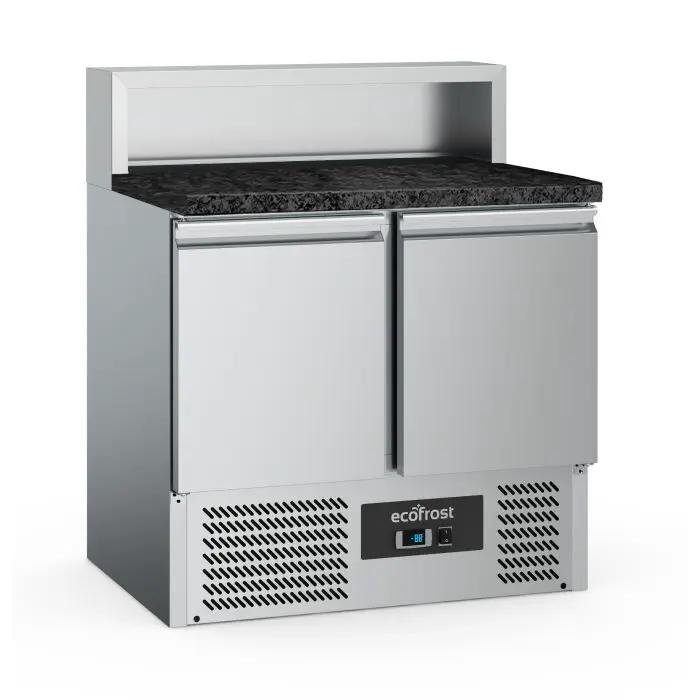 TABLE PRÉP POUR PIZZA 2 PORTES 5x1/6GN RÉCIPIENT GRANIT NOIR - 7950.5091 - Ecofrost by Ecofrost