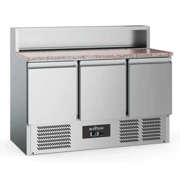 TABLE PRÉP POUR PIZZA 3 PORTES 8x1/6GN RÉCIPIENT - 7950.5095 - Ecofrost by Ecofrost