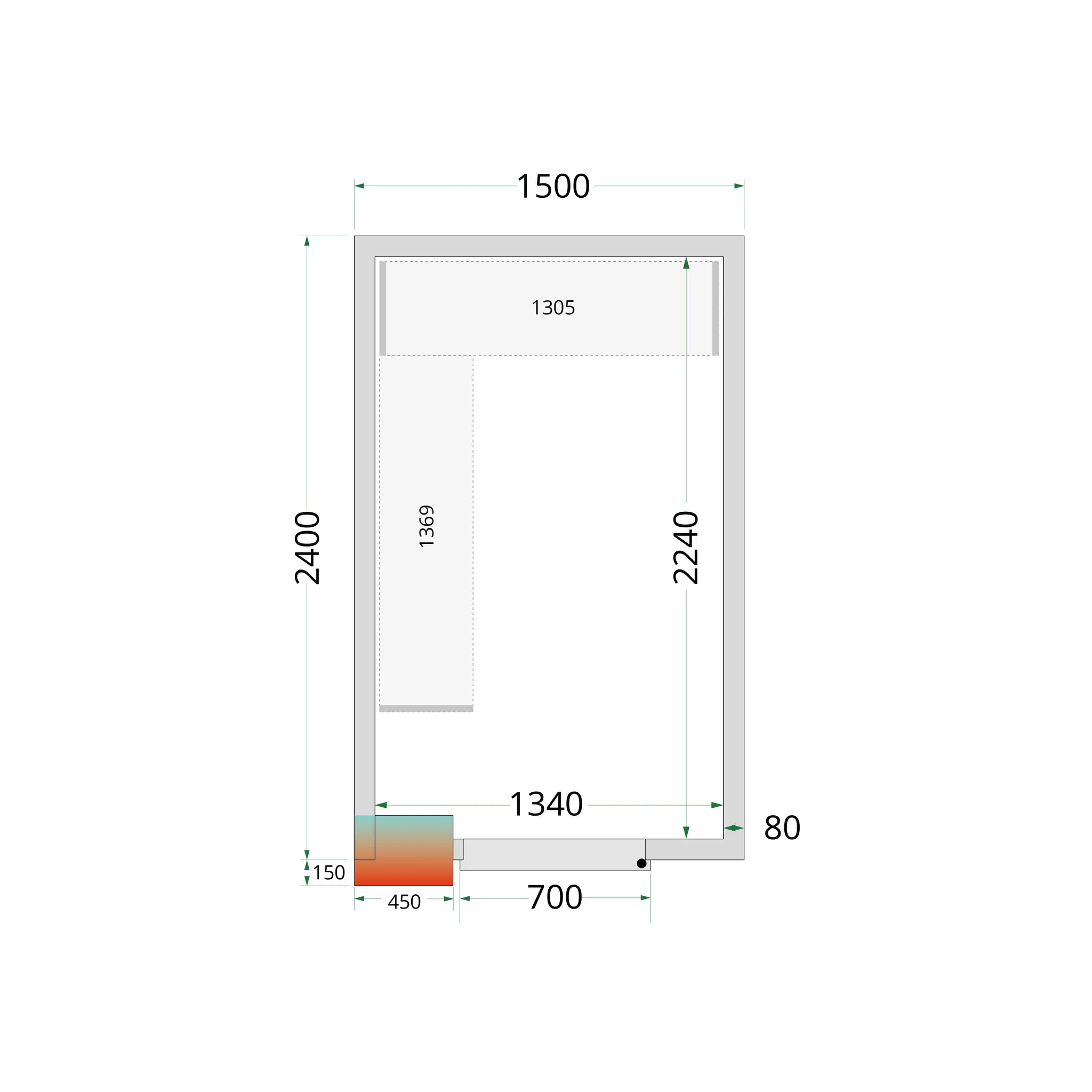 Panneaux de chambre froide 80 mm - TEFCOLD - CR-150X240X212-NF-44067 by TEFCOLD