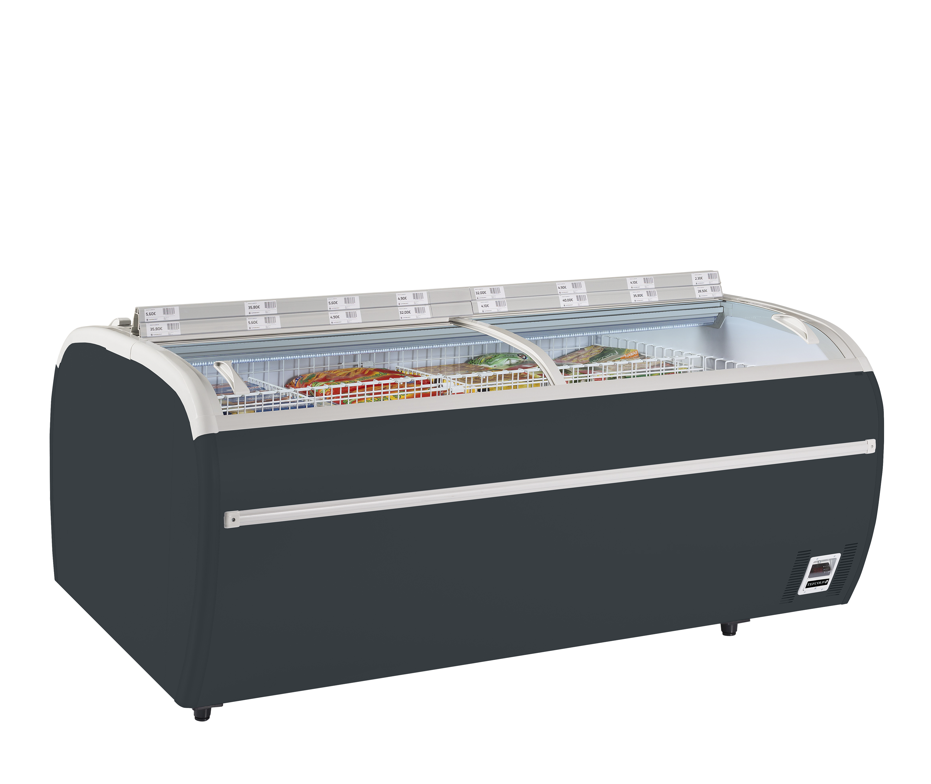 Congélateur réfrigérateur de supermarché Bi température gris - TEFCOLD - TWIN-220A-CF-17333 by TEFCOLD