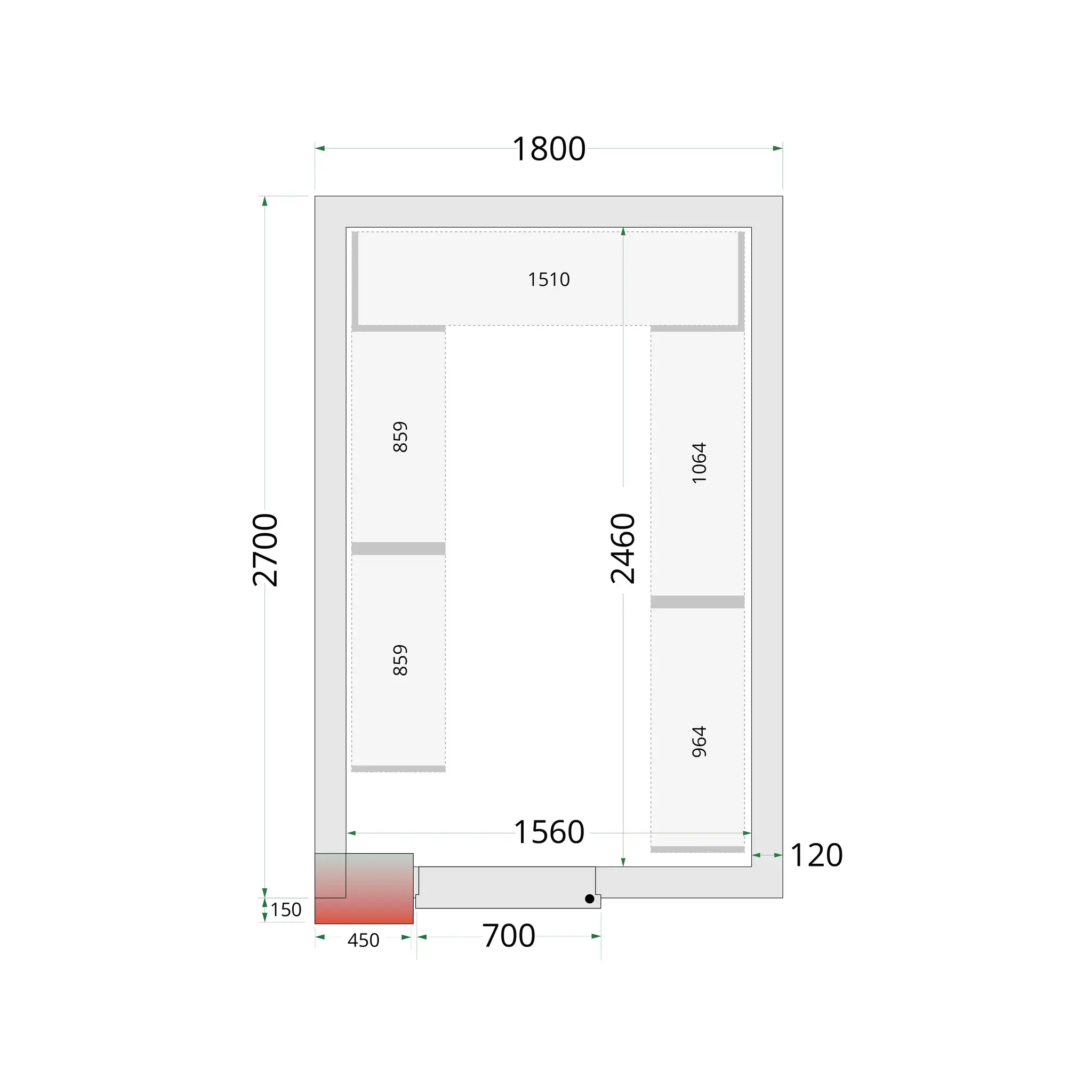 Panneaux de chambre froide 120 mm - TEFCOLD - CR-180X270X220-44150 by TEFCOLD