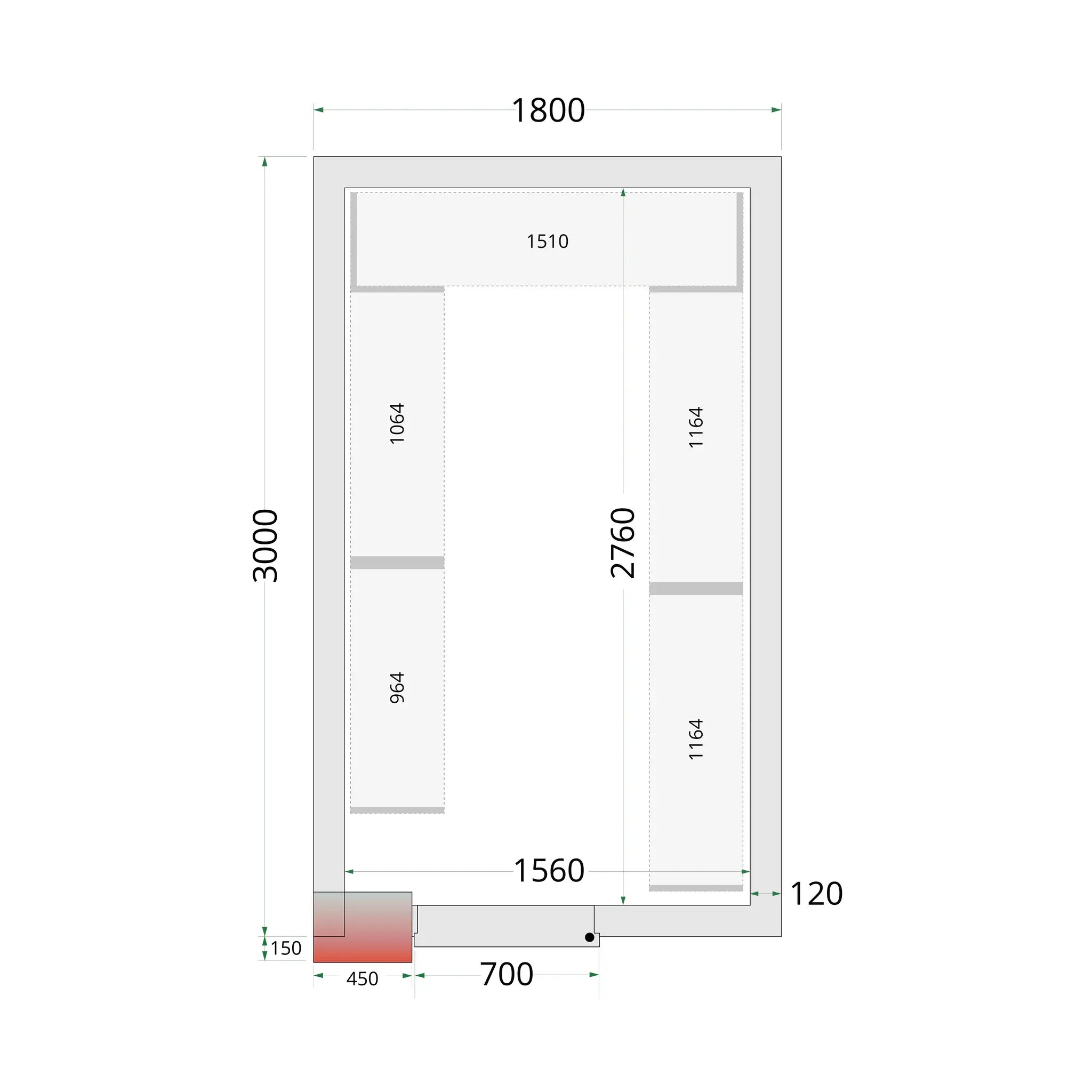 Panneaux de chambre froide 120 mm - TEFCOLD - CR-180X300X220-44151 by TEFCOLD