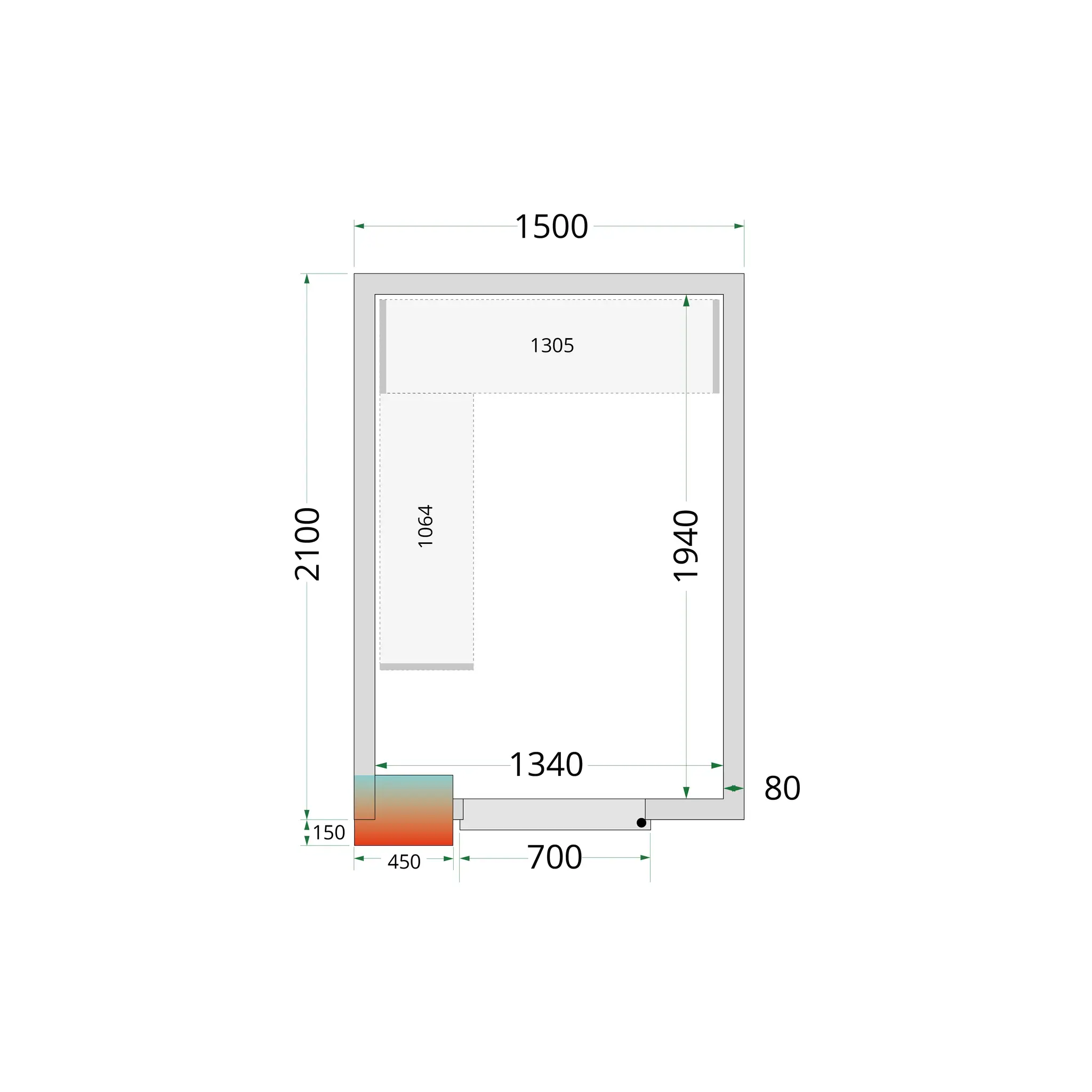 Panneaux de chambre froide 80 mm - TEFCOLD - CR-150X210X212-NF-44064 by TEFCOLD