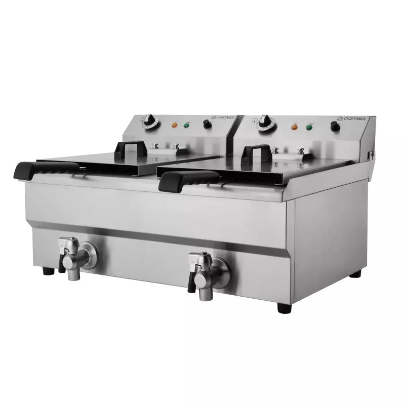Friteuse électrique sur table en inox 13 + 13 L