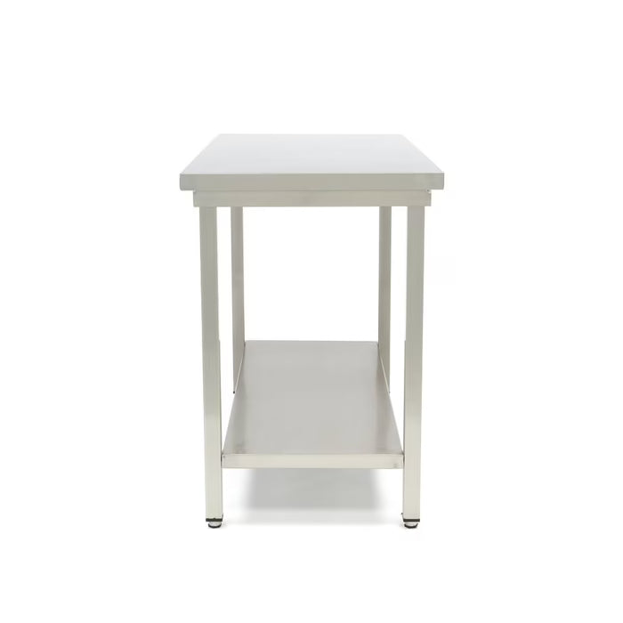 Table en acier inoxydable - 80 x 60 cm - hauteur réglable - avec étagère de rangement