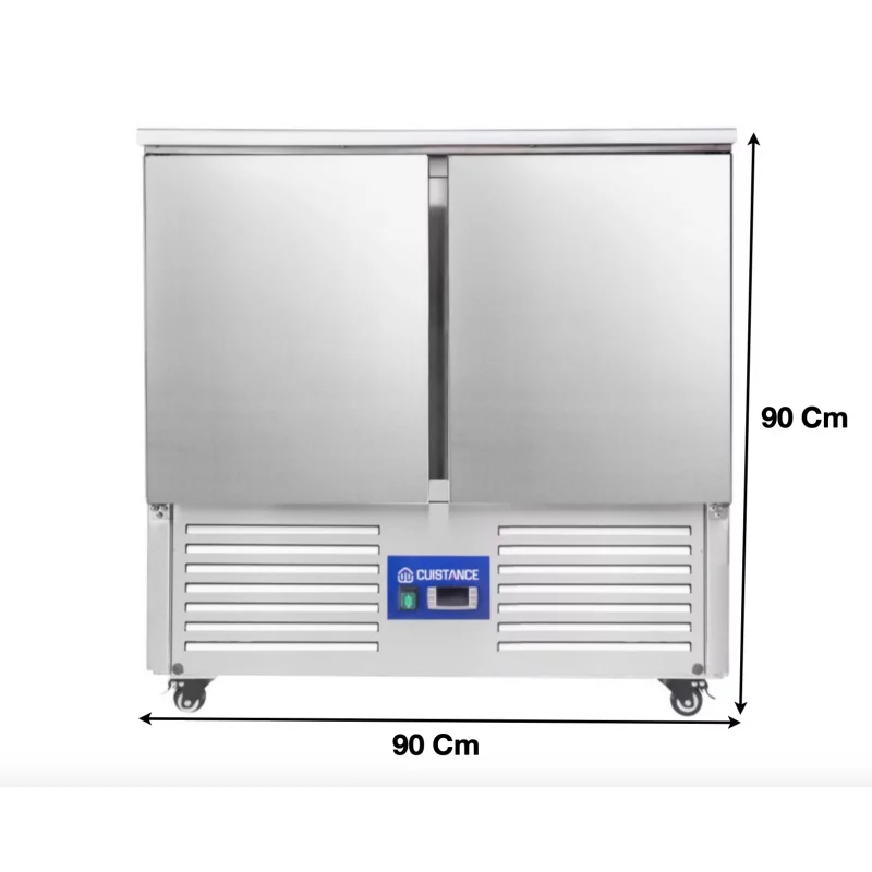 Desserte table réfrigérée avec plan de travail en inox 2 portes by Cuistance