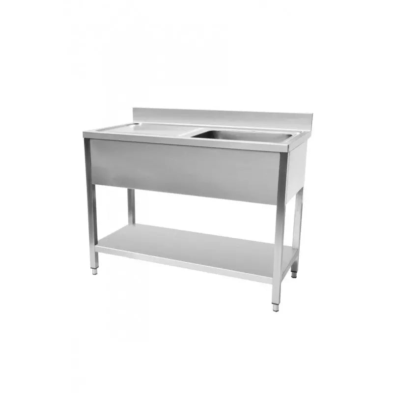 Plonge evier avec sous tablette 1200 x 700 x 950 mm cuve droite - STSK127L -