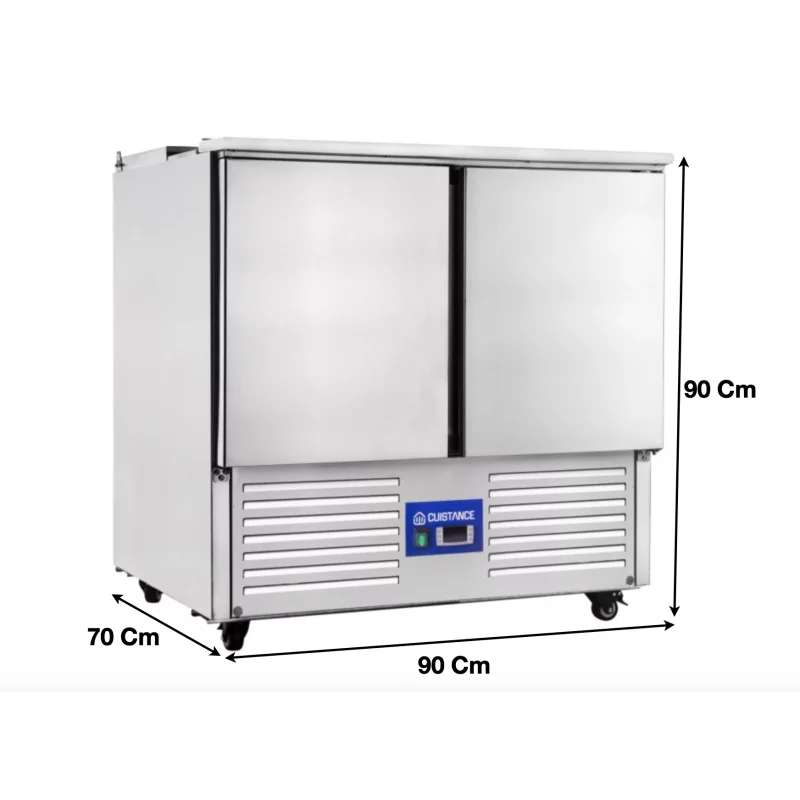 Saladette réfrigérée avec couvercle et plan de travail 2 portes