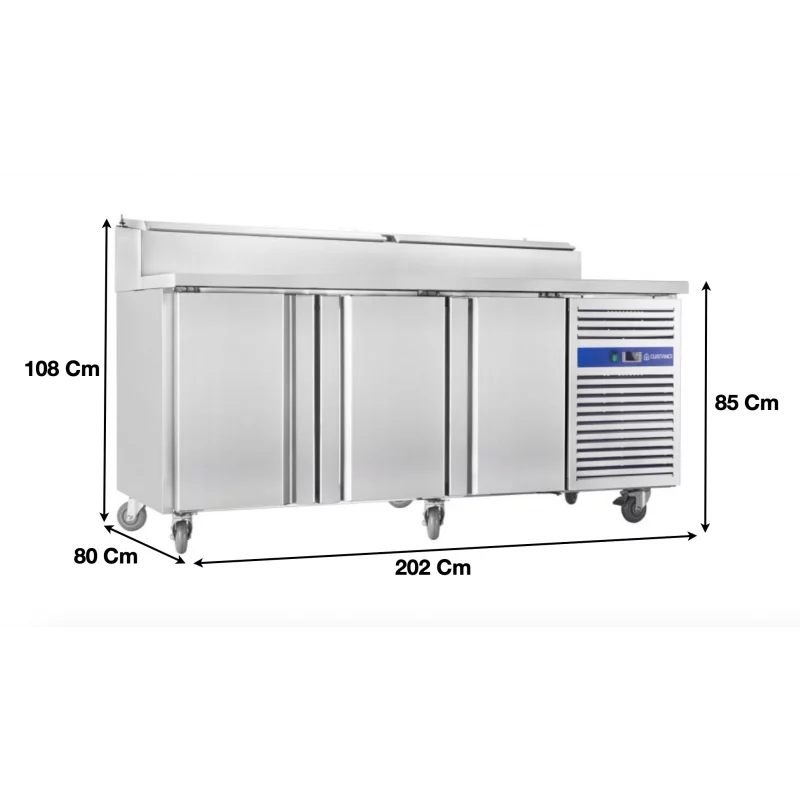 Table de préparation réfrigérée avec 3 portes et saladette incorporé - SH3000800 - Cuistance