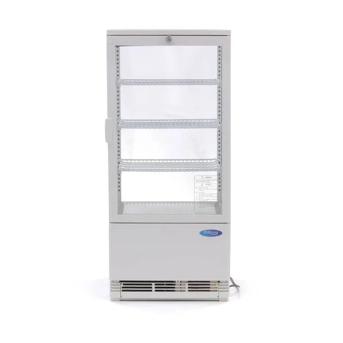 Vitrine réfrigérée - 78 L - 4 faces vitré - blanc avec éclairage Led by Maxima