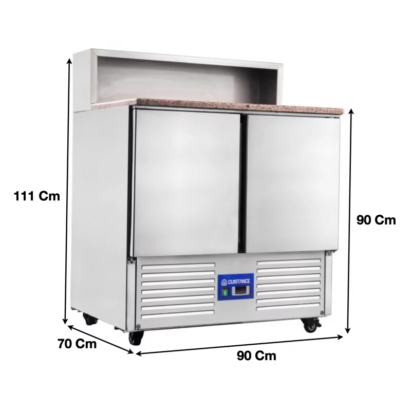 Saladette réfrigérée avec plan de travail en granit et compartiments GN 2 portes - PS900 - Cuistance