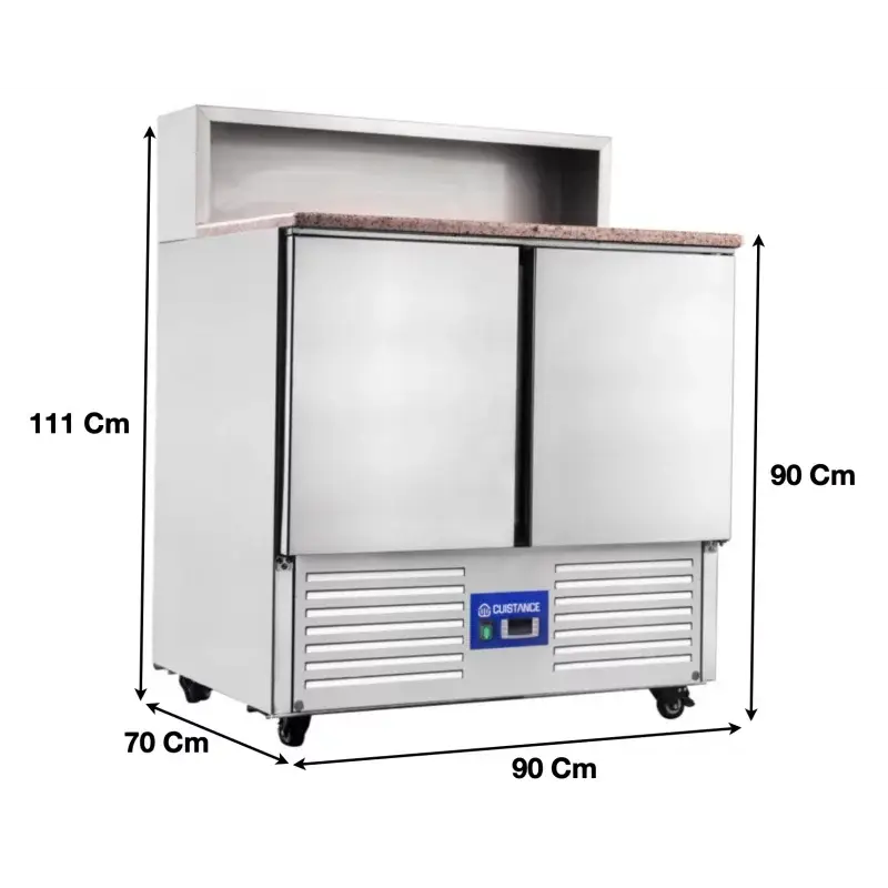Saladette réfrigérée avec plan de travail en granit et compartiments GN 2 portes - PS900 - Cuistance