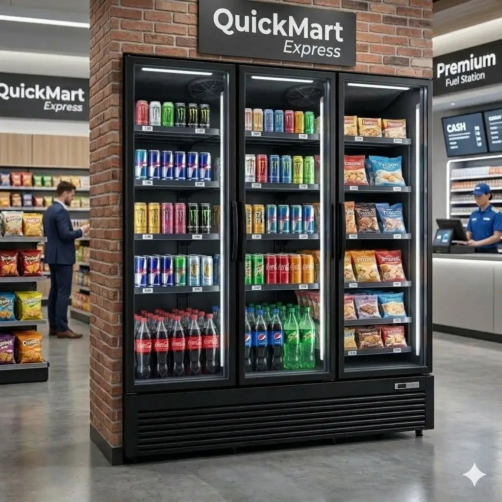 Armoire vitrine à boissons 1664 L – 3 portes avec éclairage LED, idéale pour magasins et supermarchés - ARLSCS3P - Cuistance