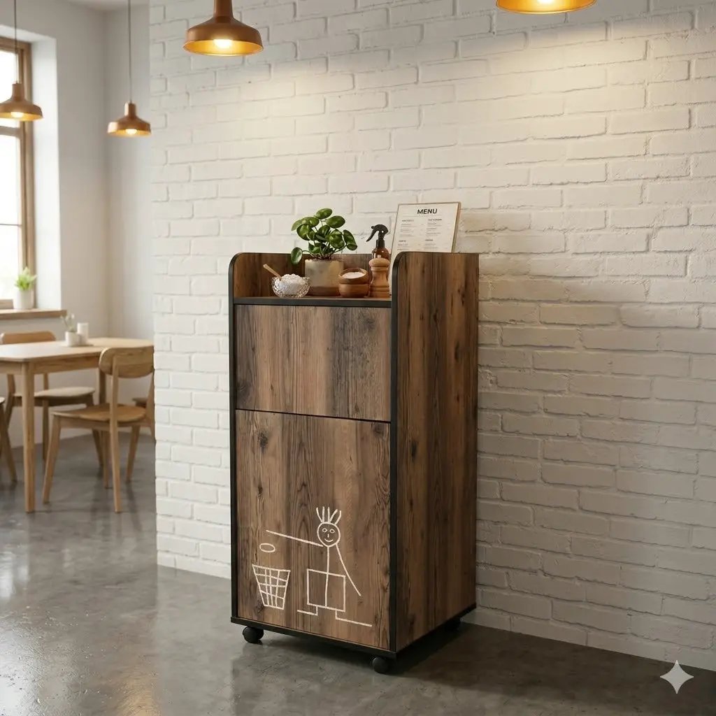 Meuble poubelle snack en bois marron - MBM - Maxi Gastro by Maxi gastro