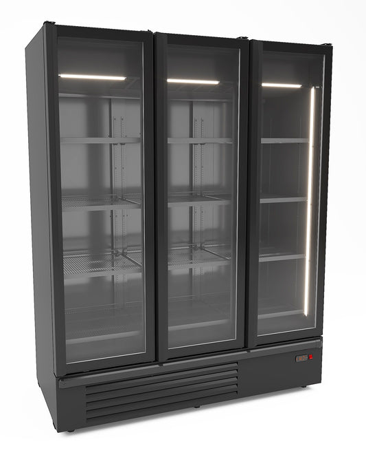 RÉFRIGÉRATEUR 3 PORTES EN VERRE NOIR 1555L 7072.1120 Combisteel