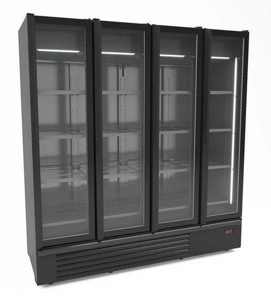RÉFRIGÉRATEUR 4 PORTES EN VERRE NOIR 1850L 7072.1130 Combisteel