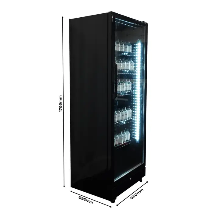 RÉFRIGÉRATEUR 1 PORTE EN VERRE NOIR SVE-450 BL - 7086.0005 - Combisteel