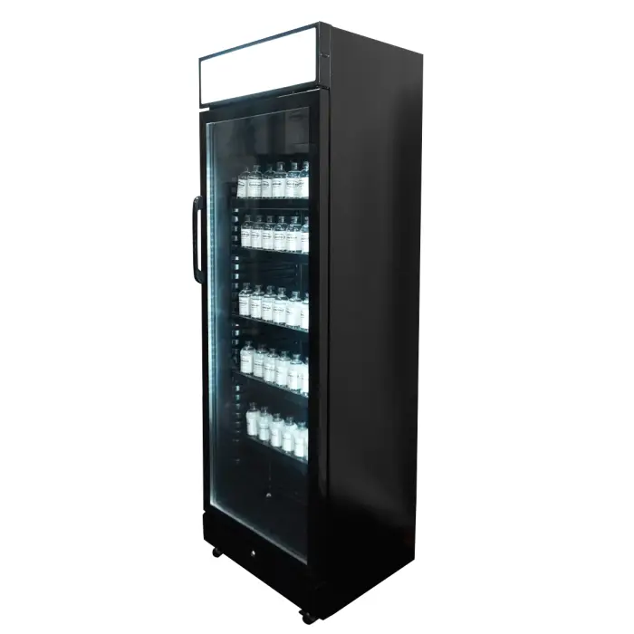 RÉFRIGÉRATEUR 1 PORTE EN VERRE NOIR AVEC CANOPY SVE-450 BLC - 7086.0010 - Combisteel