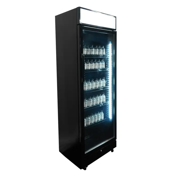 RÉFRIGÉRATEUR 1 PORTE EN VERRE NOIR AVEC CANOPY SVE-450 BLC - 7086.0010 - Combisteel