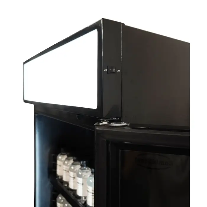 RÉFRIGÉRATEUR 1 PORTE EN VERRE NOIR AVEC CANOPY SVE-450 BLC - 7086.0010 - Combisteel
