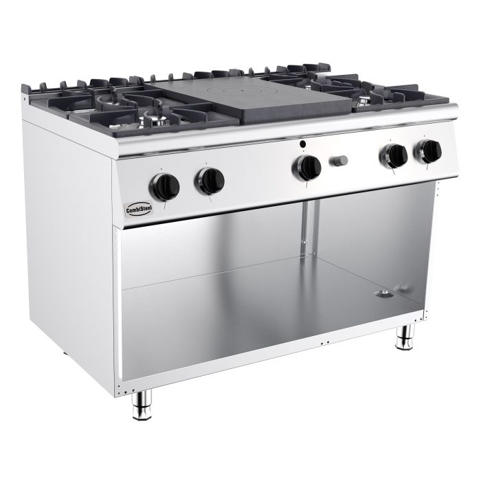 BASE 700 CUISINIÈRE AVEC PLAQUE COUP DE FEU À GAZ 4 BR. 7178.0585 Combisteel