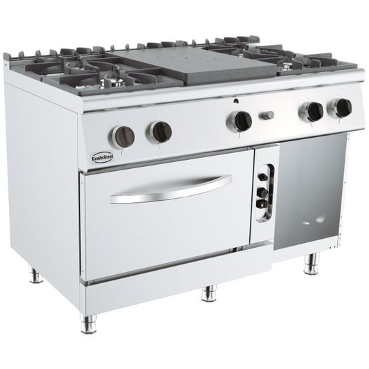 BASE 700 CUISINIÈRE AVEC PLAQUE COUP DE FEU À GAZ 4 BR. AVEC FOUR GAZ 7178.0590 Combisteel