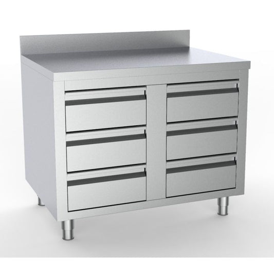 700 TABLE DE TRAVAIL AVEC 6 TIROIRS AVEC BORD RELEVÉ 1000 - 7333.0286 - Combisteel