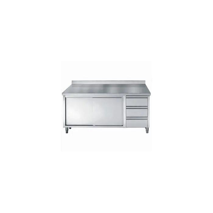 700 PLAN DE TRAVAIL PORTES COULISST TIROIRS BORD RELEVÉ 1600 -  7452.0926 - Combisteel