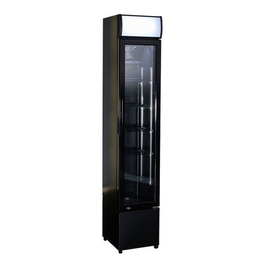 RÉFRIGÉRATEUR PORTE EN VERRE ÉTROIT NOIR - 7455.1384 - Combisteel
