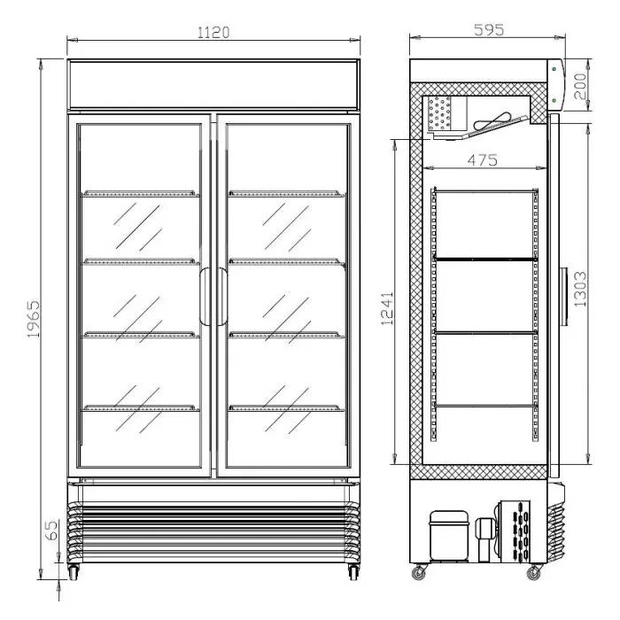 RÉFRIGÉRATEUR AVEC PORTES COULISSANTES EN VERRES BEZ-750 SL 7455.1395