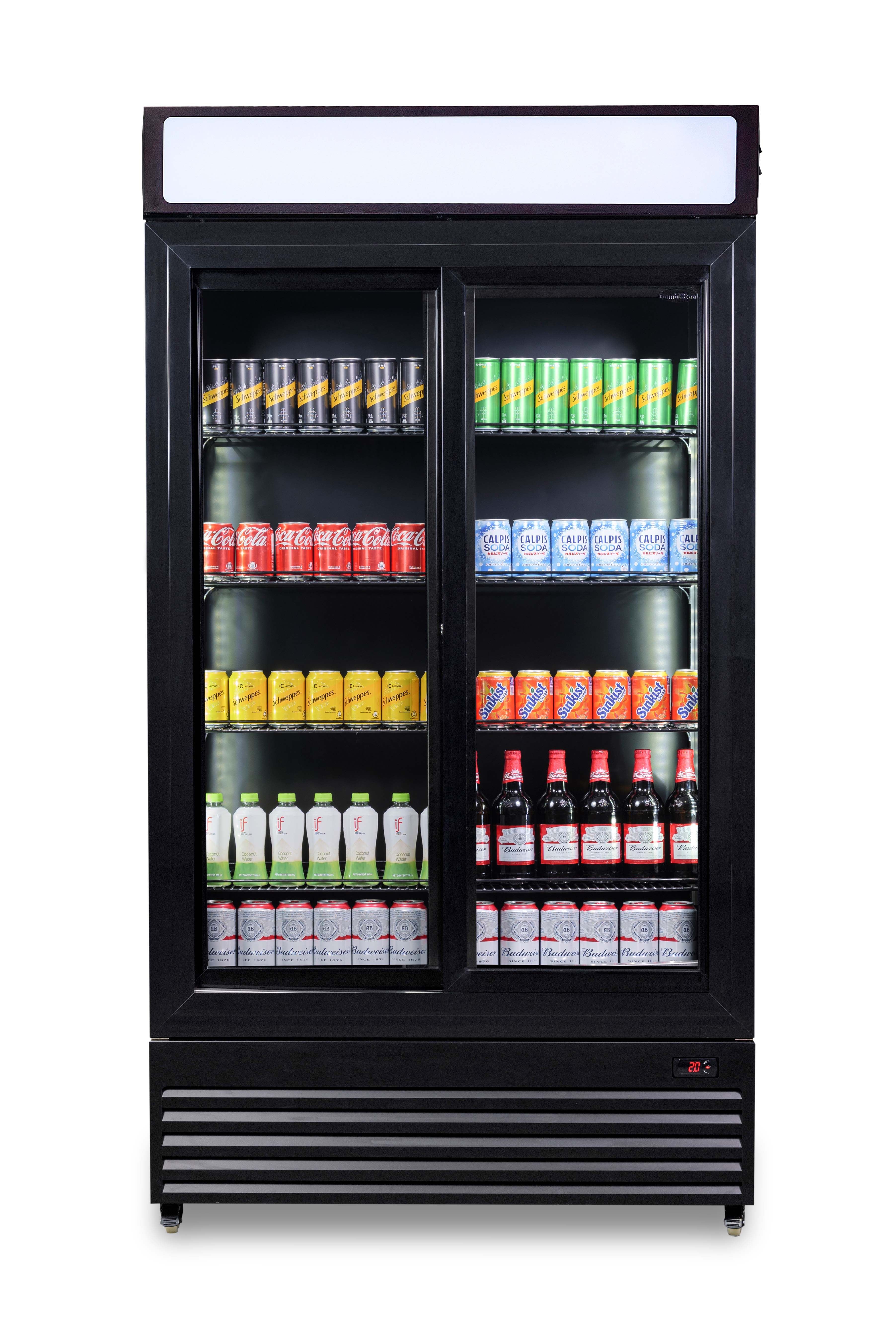 RÉFRIGÉRATEUR AVEC PORTES COULISSANTES EN VERRES BEZ-780 SL NOIR 7455.1398  Combisteel