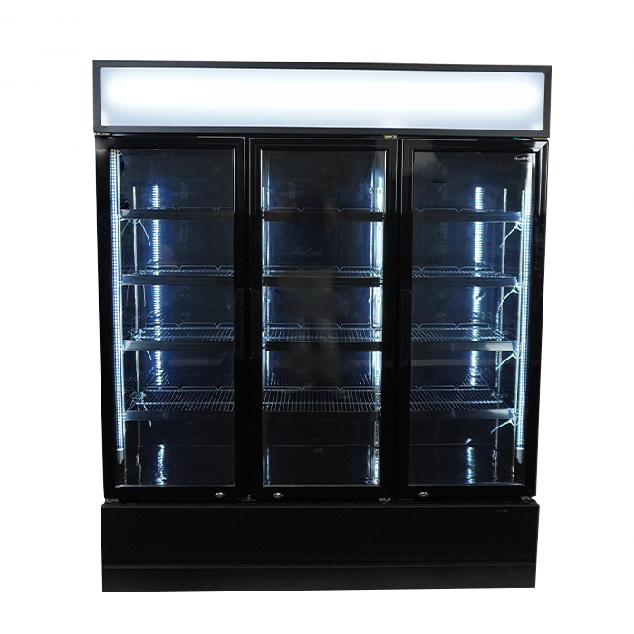 RÉFRIGÉRATEUR 3 PORTES EN VERRE NOIR FCU-1200 BL - 7455.2115 - Combisteel by Combisteel