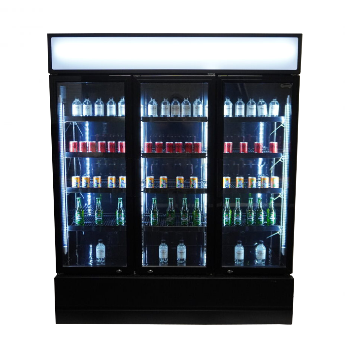 RÉFRIGÉRATEUR 3 PORTES EN VERRE NOIR FCU-1200 BL - 7455.2115 - Combisteel by Combisteel