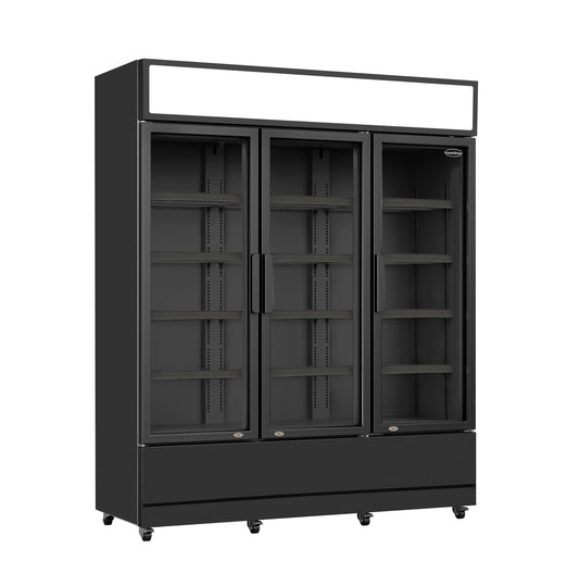RÉFRIGÉRATEUR 3 PORTES EN VERRE NOIR FCU-1200 BL - 7455.2115  - Combisteel