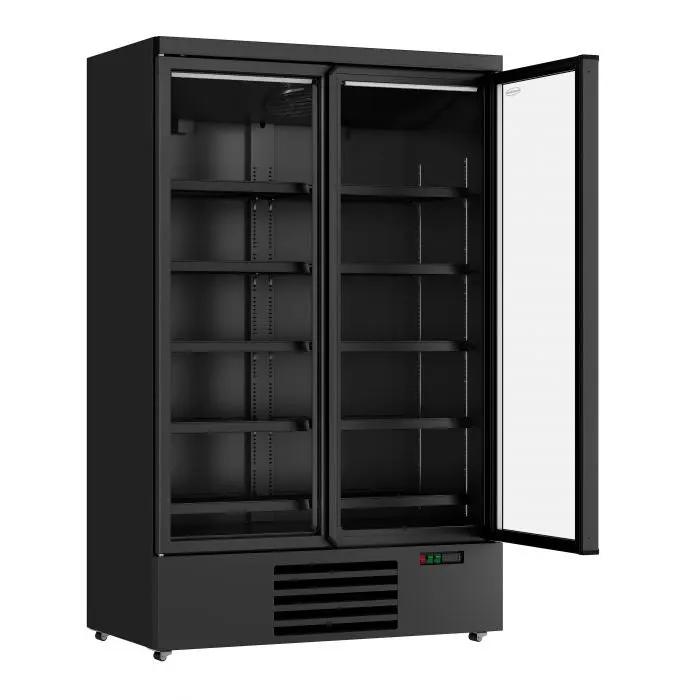 CONGÉLATEUR LIBRE SERVICE 2 PORTES EN VERRE NOIR JDE-1000F BL - 7455.2245 - Combisteel by Combisteel