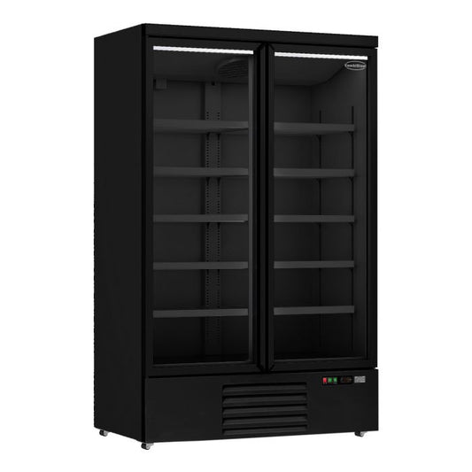 CONGÉLATEUR 2 PORTES EN VERRE NOIR JDE-1000F BL