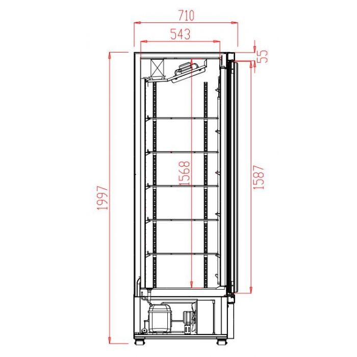 RÉFRIGÉRATEUR 1 PORTE EN VERRE NOIR JDE-600R BL