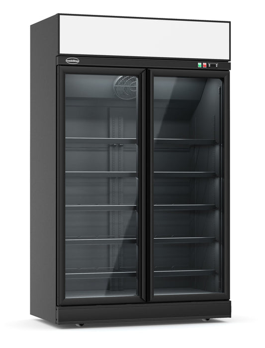 CONGÉLATEUR 2 PORTES EN VERRE NOIR INS-1000F BL 7455.2425 Combisteel