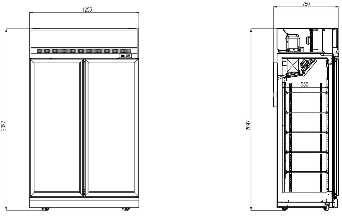 CONGÉLATEUR 2 PORTES EN VERRE NOIR INS-1000F BL 7455.2425 Combisteel