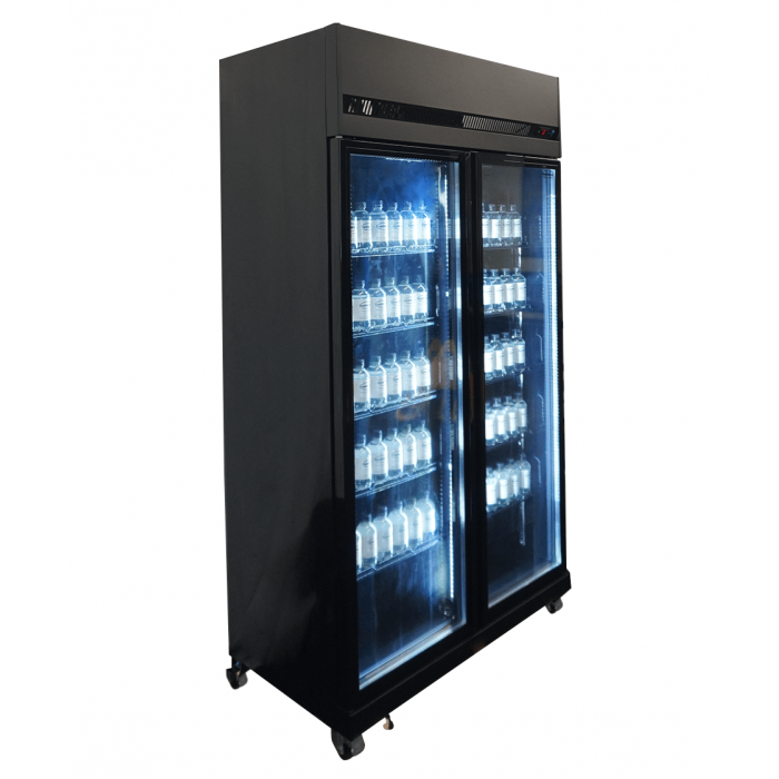 RÉFRIGÉRATEUR 2 PORTES EN VERRE NOIR IRM-770 BL 7455.3150 Combisteel