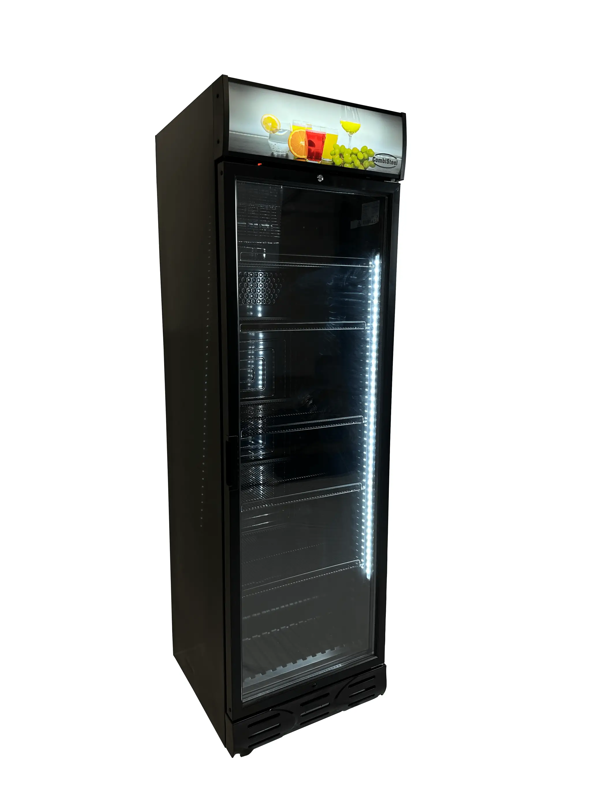 RÉFRIGÉRATEUR 1 PORTE EN VERRE NOIR SENS OUVERTURE PORTE GAUCHE 7464.0093  Combisteel